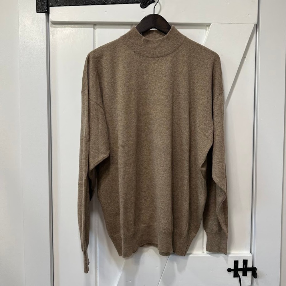 Clan Douglas Nordstrom Mens Sweater XL 100% Cashmere Mock Neck Brown Pullover